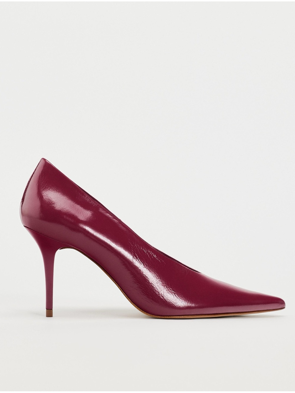 ZARA Wine Pointed-Toe Leather Heels 41, US 10 - Picture 5 of 5